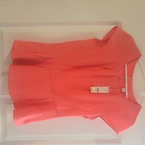 Brand New never worn peplum like work top peachy coral side zip